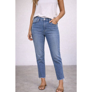 Citizens of Humanity Rocket Crop High Rise Skinny Jeans Size 32 Blue Raw Hem
